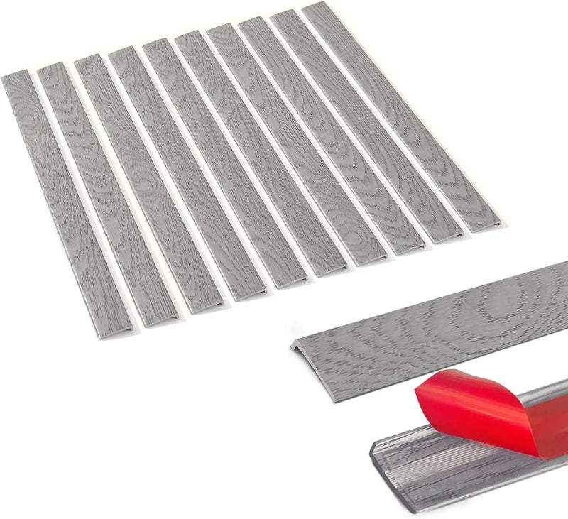 Tilingview 10 Pcs Peel and Stick Tile Trim Edge, Self-Adhesive 12" PVC Molding Edging for Kitchen Backsplash (Gray Woodgrain) - Image 1